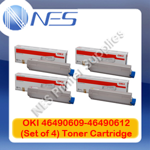 OKI Genuine 46490609-46490612 BK/C/M/Y (x4) Toner Set for C532dn/MC573dn/MC563dn 7K/6K*3